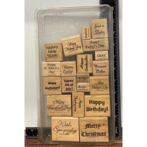 Vintage 1993 Stampin Up More Great Greetings Rubber Stamp Set of 20 Holiday